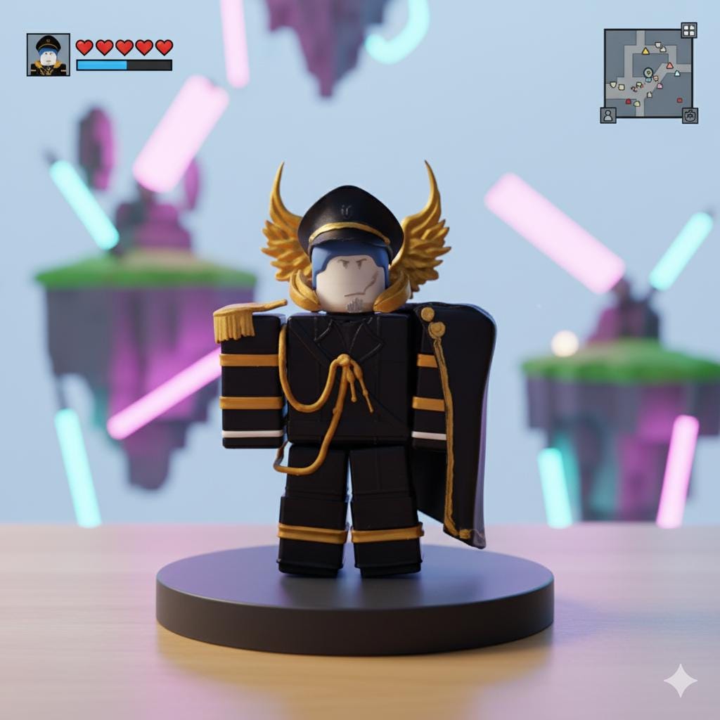 3D Printed FORSAKEN Roblx Figure Guest 1377 Captain Figure Black&Gold Gamer Birthday Gift