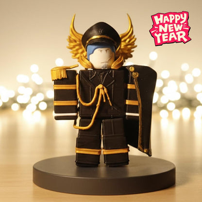 3D Printed FORSAKEN Roblx Figure Guest 1377 Captain Figure Black&Gold Gamer Birthday Gift